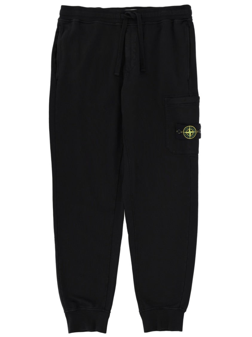 Stone Island Neutrals Cargo Pocket Logo Cotton Sweatpants