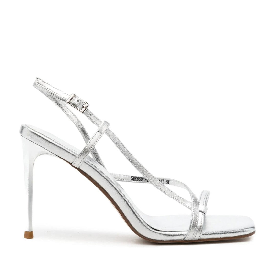Sergio Moretti Gray High Stiletto Adjustable Ankle Strap Leather Sandals