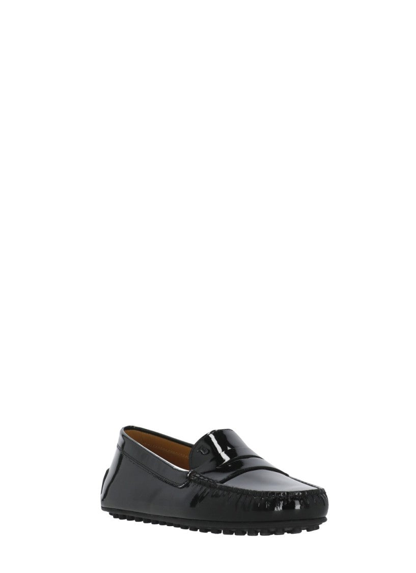 Tod's Black Embossed Logo Loafers