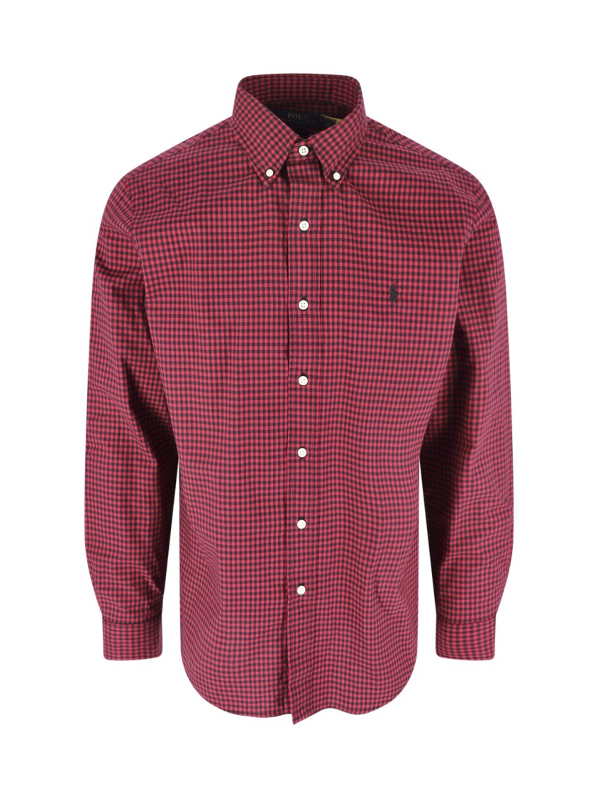 Polo Ralph Lauren Red Classic Checkered Cotton Button-Down Shirt
