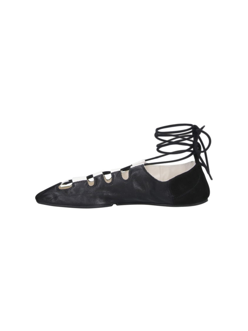 Alaïa Black Pointed Toe Cut-Out Ankle Flats