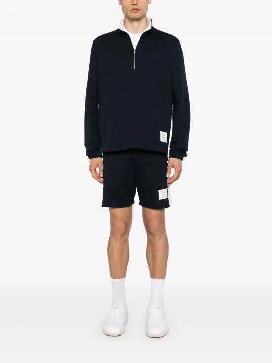 Thom Browne Half-Zip Long-Sleeve Cotton Sweatshirt With Contrasting Panels