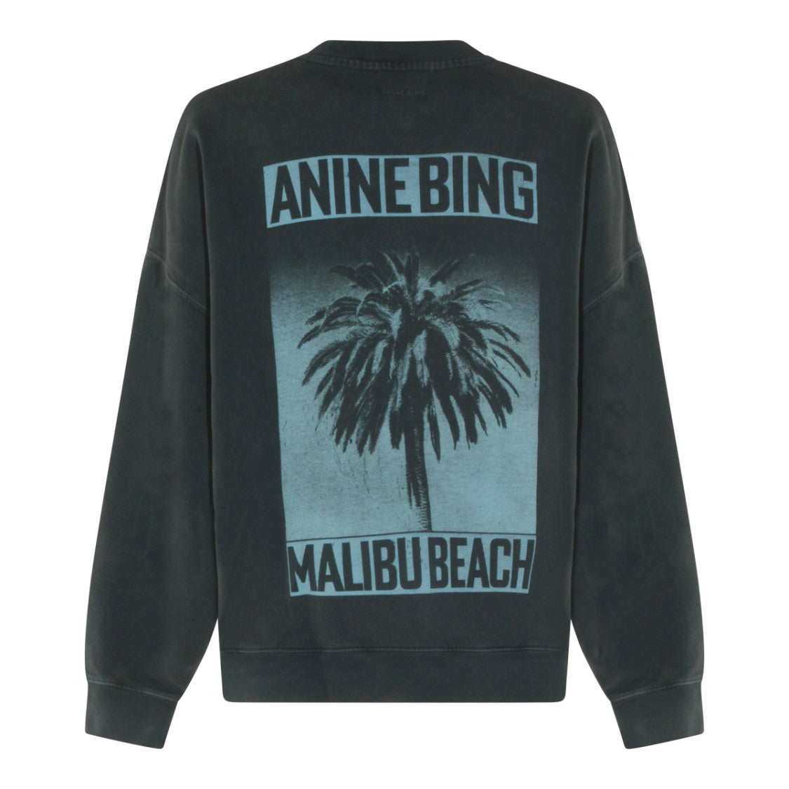 Anine Bing Classic Black Cotton Sweatshirt With Graphic Back And Logo Detail