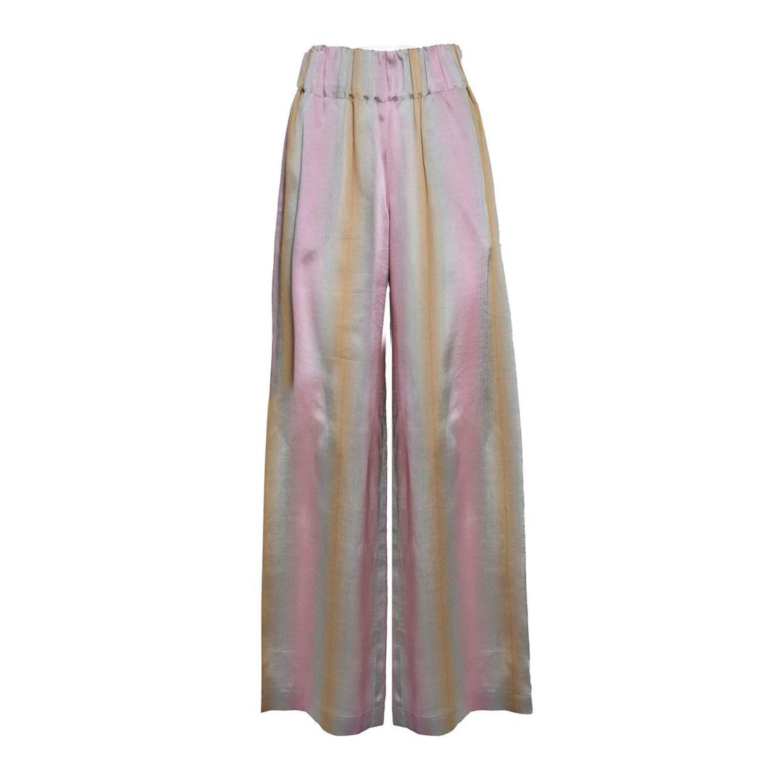 Aspesi Wide Leg Trousers In Multicolored Viscose And Silk Twill