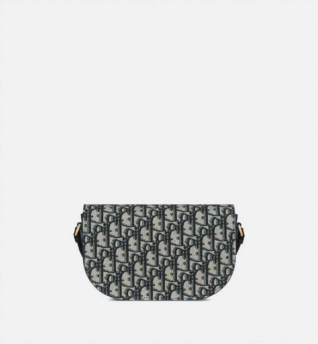 Dior Structured Monogram Canvas Shoulder Bag With Leather Detailing