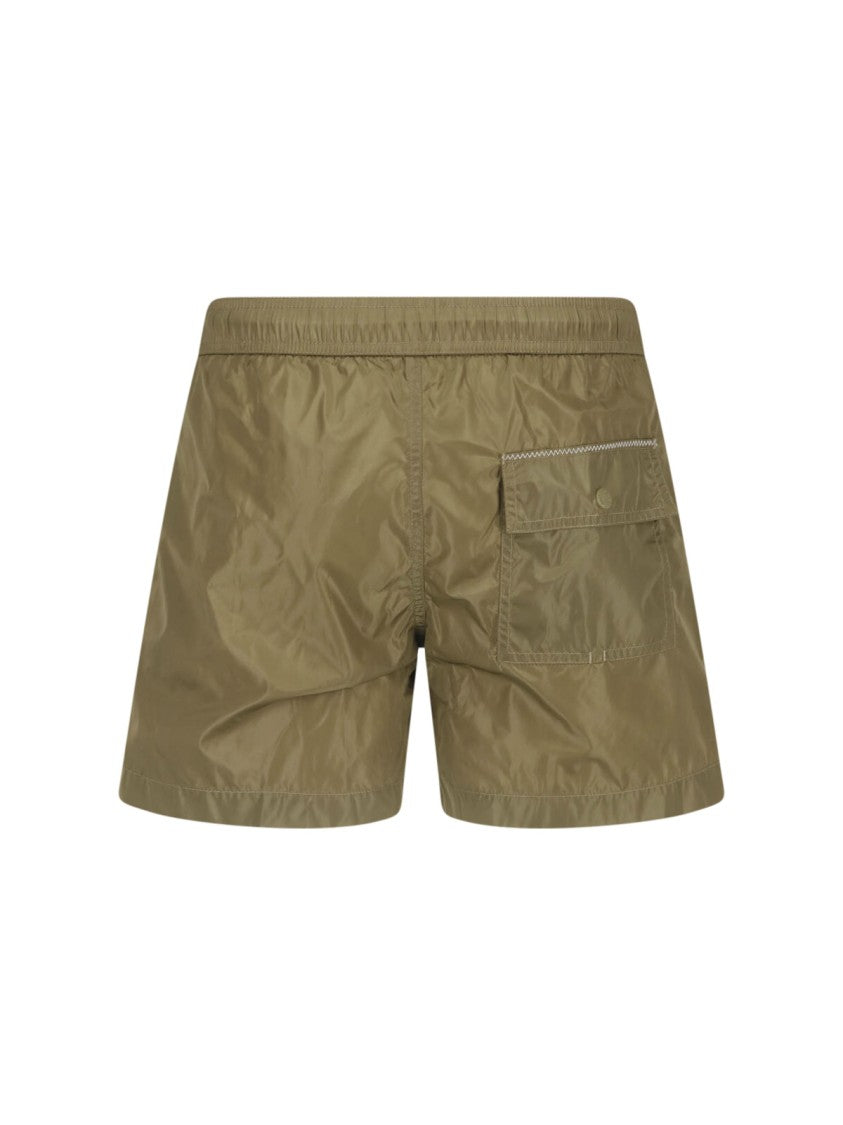 Moncler Olive Green Mid-Rise Swim Shorts