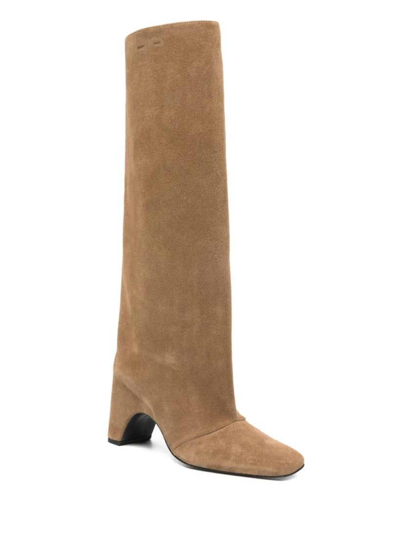 Coperni Brown Square Toe Block Heel Boots