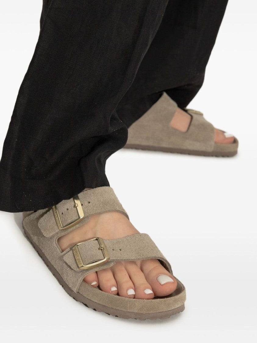 Birkenstock Beige Suede Sandals With Adjustable Straps