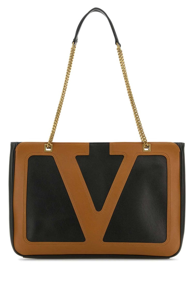 Valentino Garavani Black Nappa Leather Medium Viva Superstar Shopping Bag