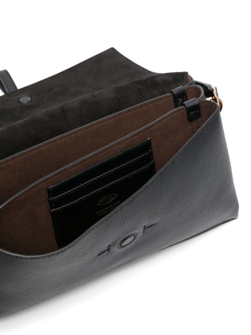 Tod's Structured Leather Handbag With Gold-Tone Logo Clasp