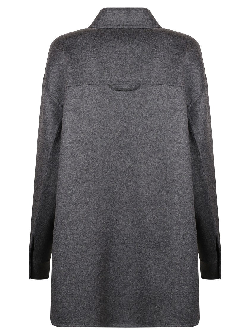 Prada Button-Up Grey Coat With Textured Finish