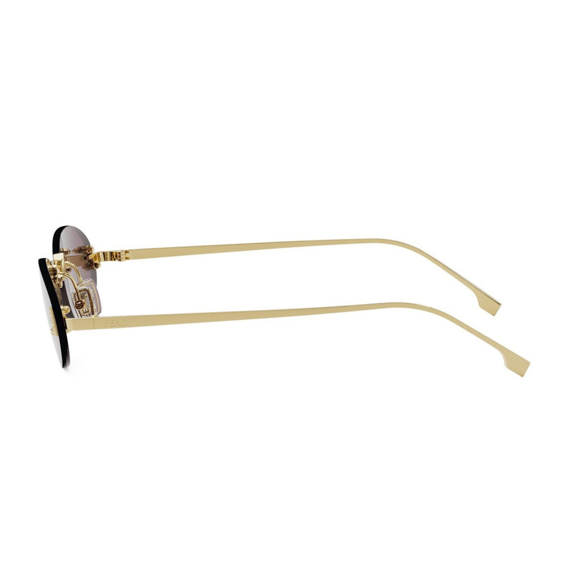 Fendi Gold First Crystal Fe4075us Oval Rimless Metal Sunglasses