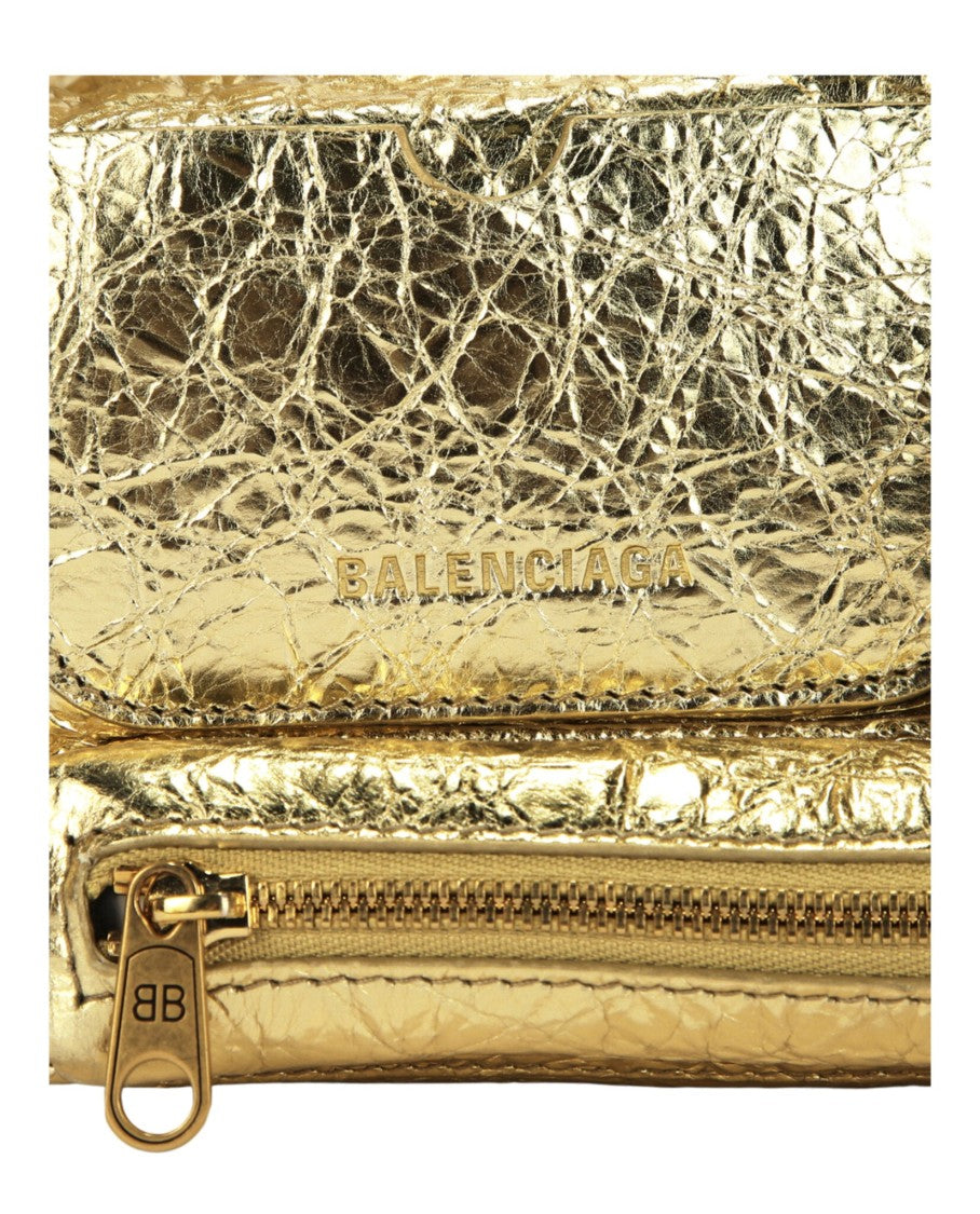 Balenciaga Textured Lambskin Sling Bag With Gold Hardware And Multiple Pockets