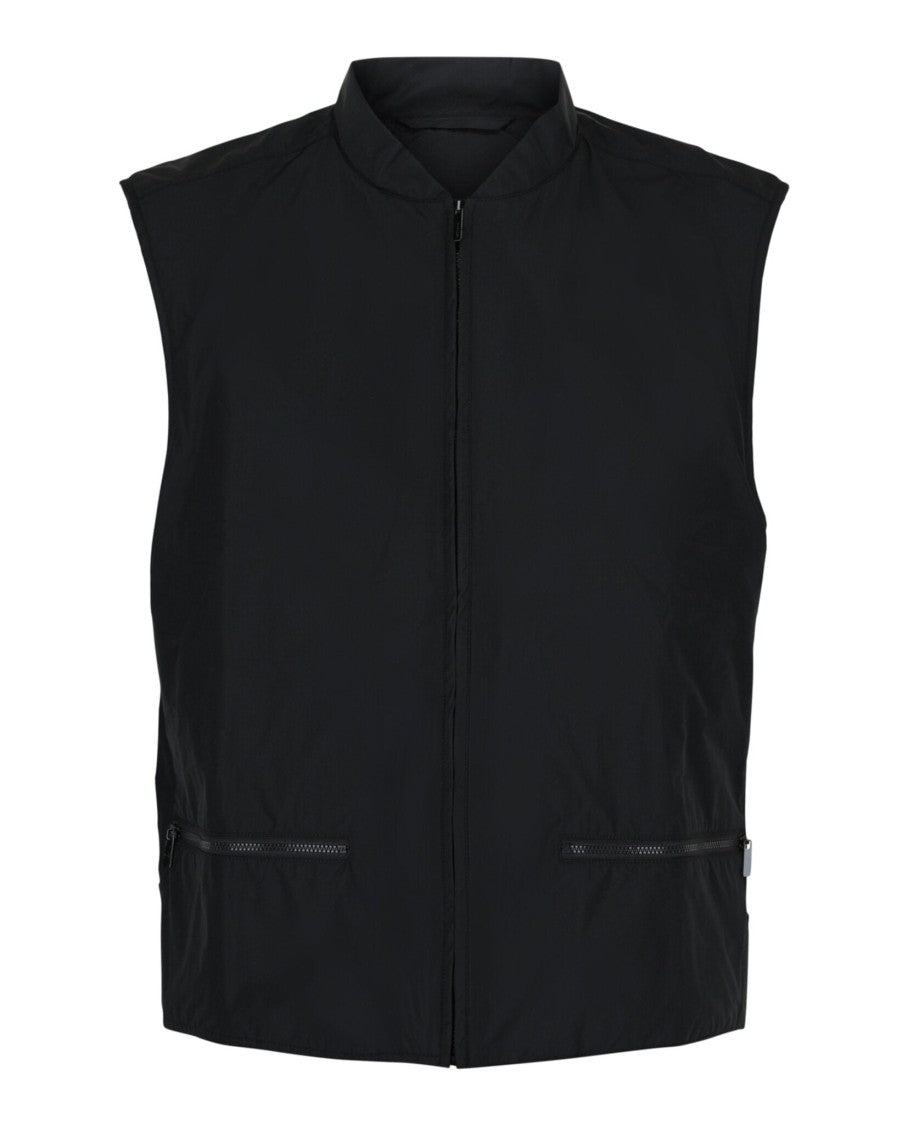 Ferragamo Black Sleeveless Vest With Stand Collar And Front Zip Closure