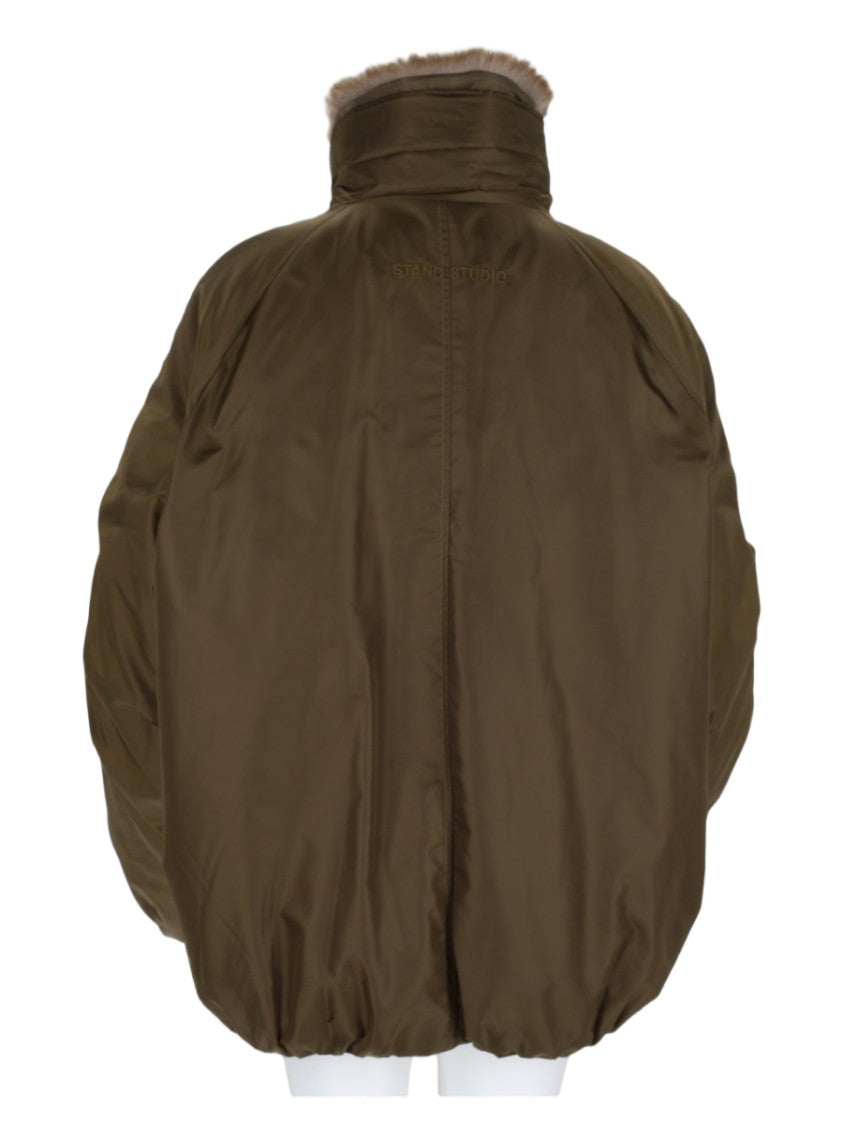 Stand Studio Green Voluminous Padded High-Collar Jacket