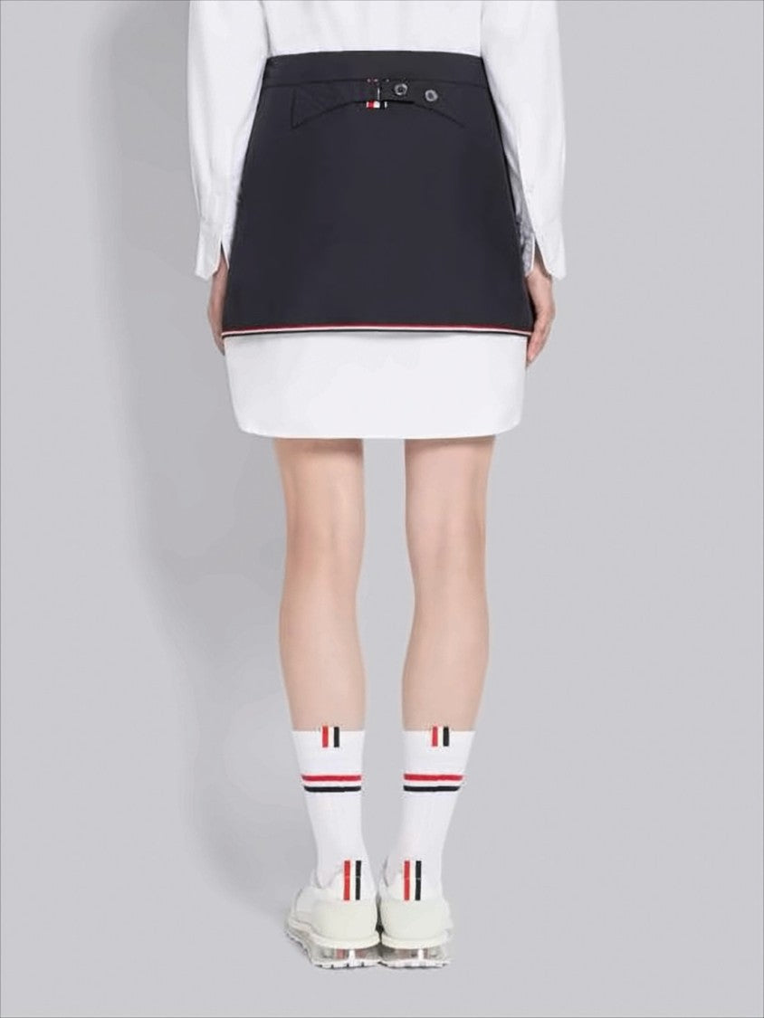 Thom Browne Structured Black Midi Skirt With Contrasting Piping