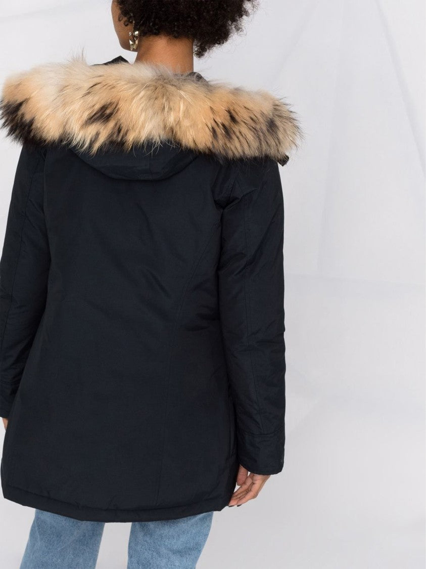 Woolrich Arctic Raccoon Fur-Trim Cotton-Blend Parka - Black