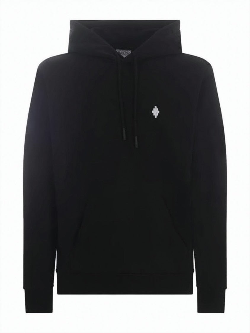Marcelo Burlon Classic Pullover Black Hoodie With Adjustable Drawstring