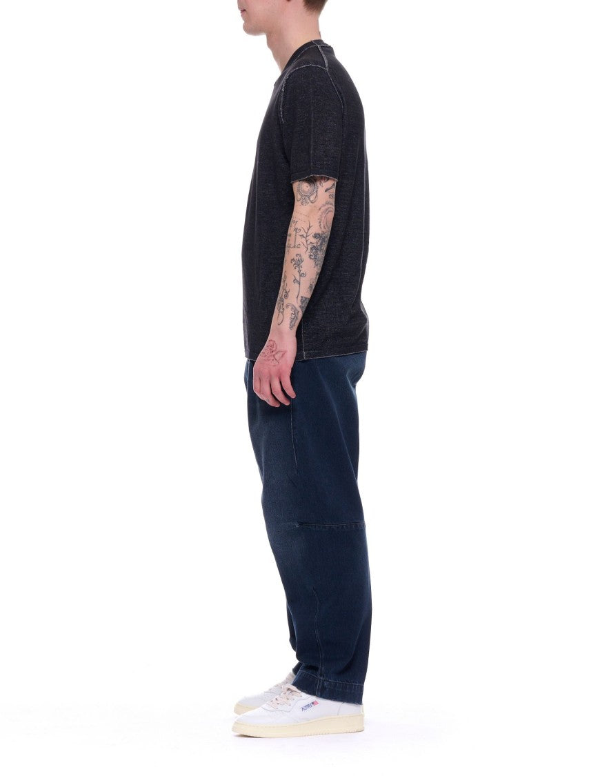 Fabrizio Del Carlo Black Round Neck Cotton Casual T-Shirt