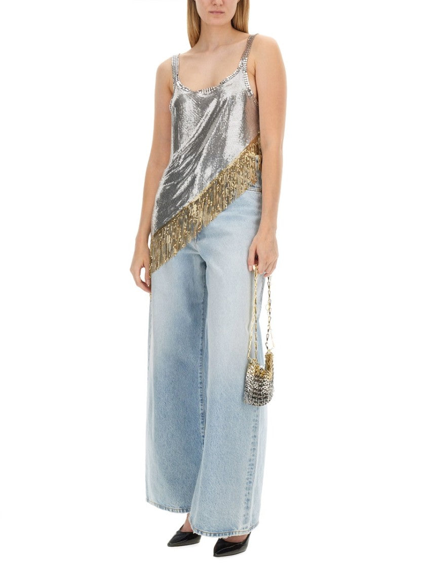 Rabanne Metallic Top With Fringe Detail