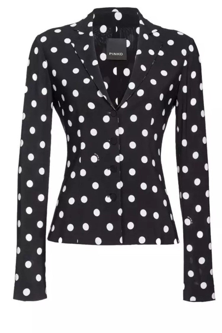Pinko Black Polka-Dot Viscose-Blend Blazer