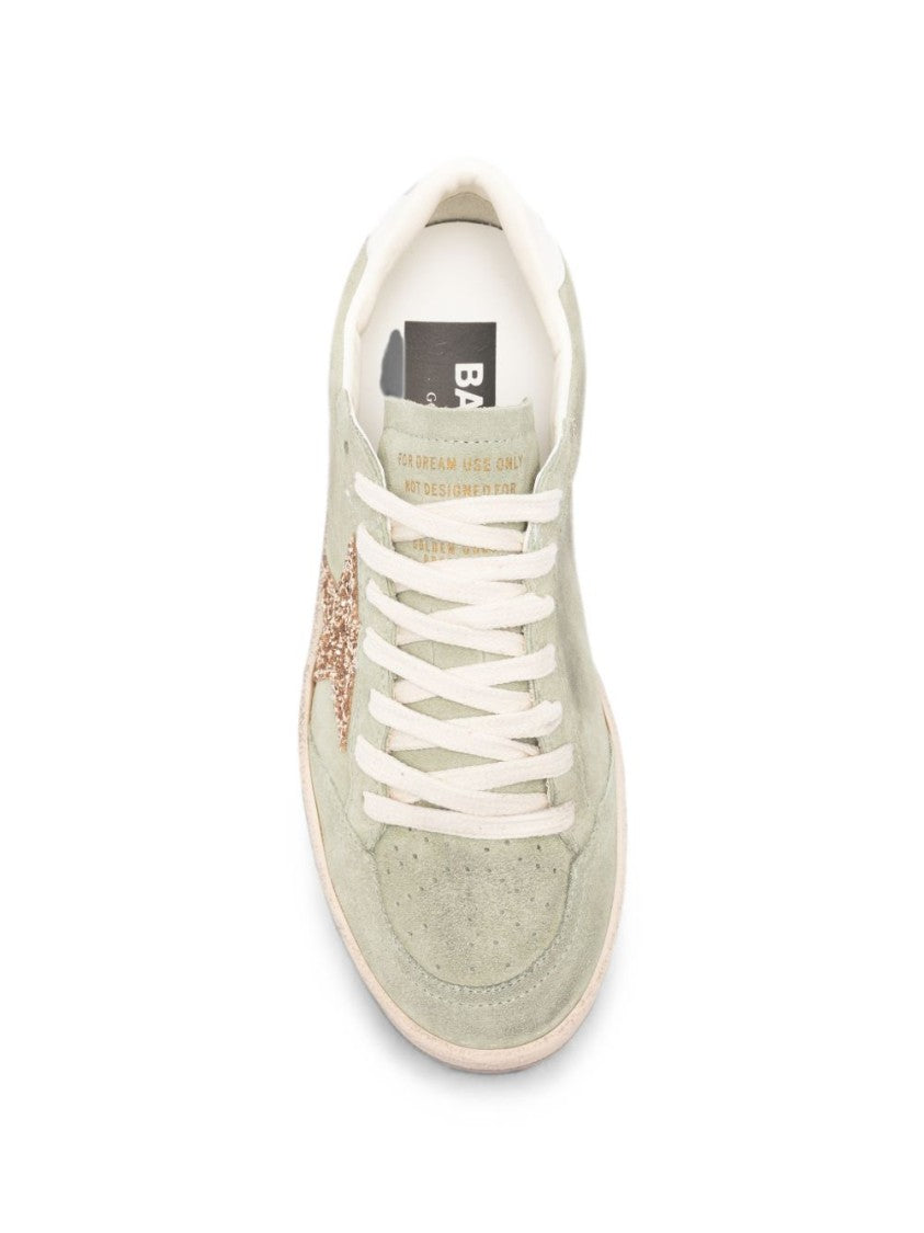 Golden Goose Distressed Suede Glittery Star Low-Top Sneakers