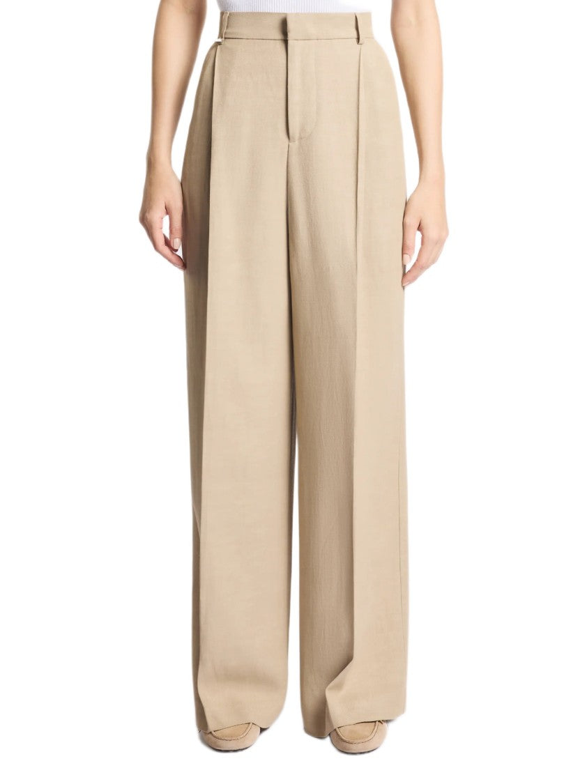 Fay Washed-Effect Viscose And Linen Gabardine Trousers With Metal Logo Detail