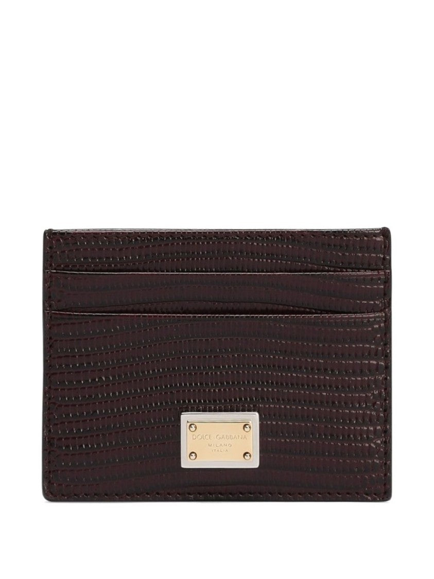 Dolce & Gabbana Bordeaux Vitello Leather Clutch With Card Slots