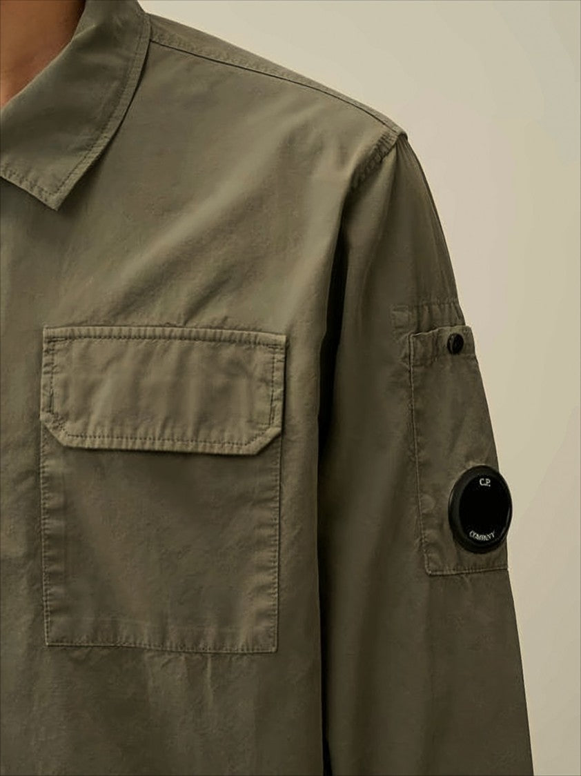 C.P. Company Brown Minimalist Casual Jacket With Unique Lens Detail