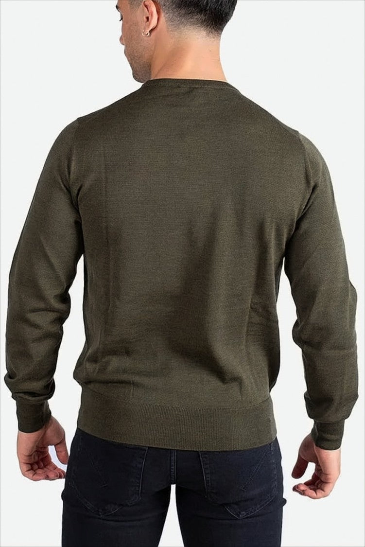 K-Way Fitted Brown Crewneck Sweater With Ribbed Detailing