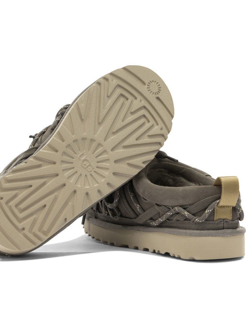 Ugg Suede Loafers With Intricate Rope Detailing And Bow Accent