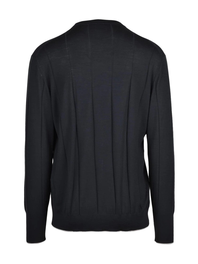 Eleventy Classic Fit Crew Neck Sweater With Subtle Rib Detailing