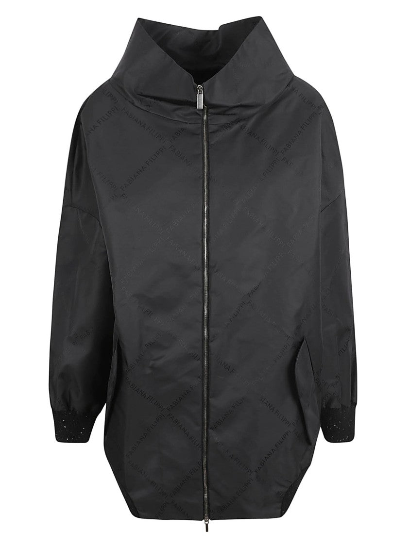Fabiana Filippi Oversized Black Coat With High Collar