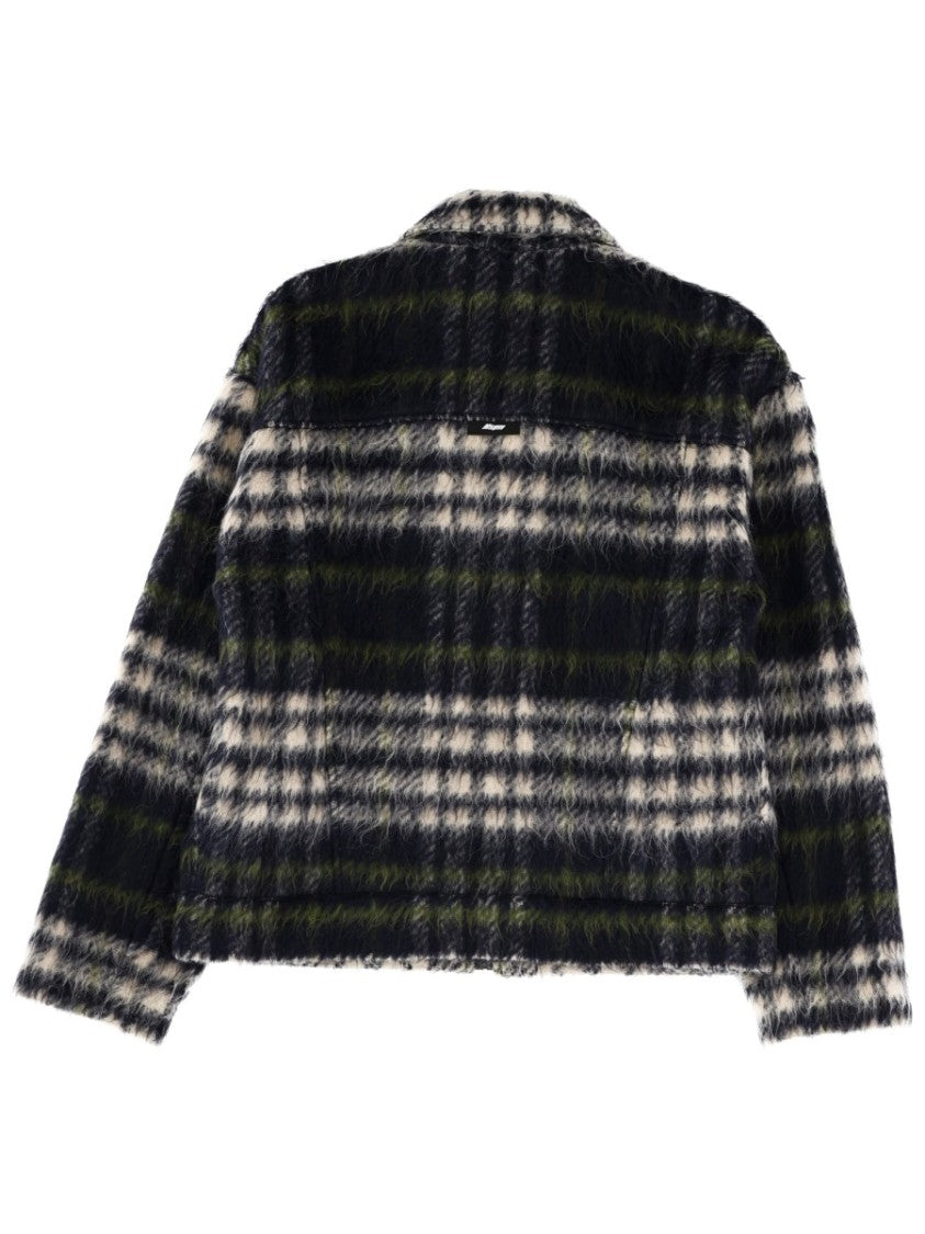 Msgm Plaid Pile Zip-Up Jacket