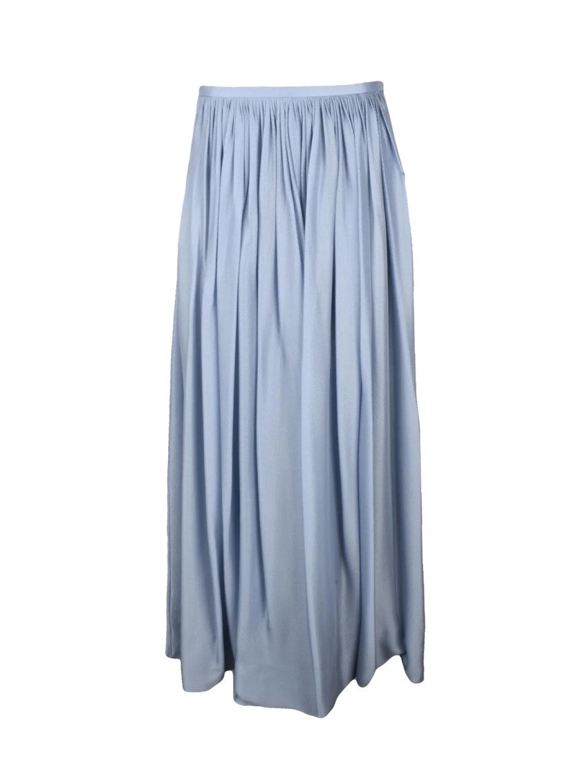 Giorgio Armani Light Blue Gathered Fluid Silk Maxi Skirt
