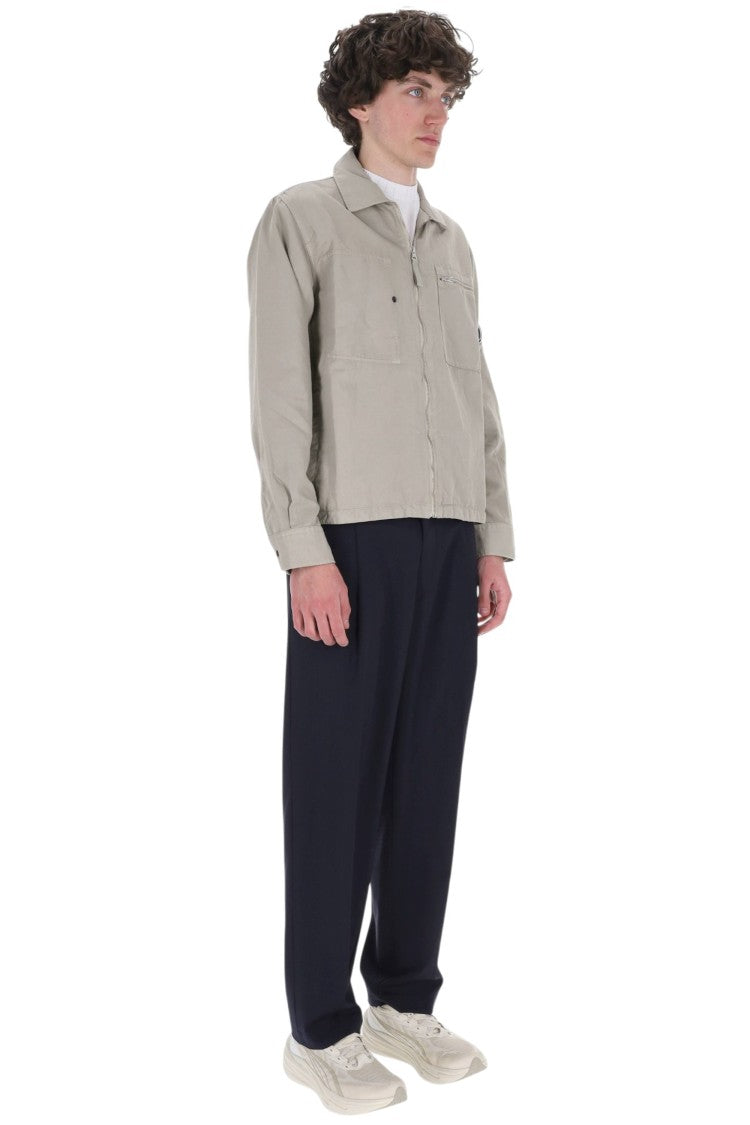 C.P. Company Grey Cotton-Linen Zip Overshirt Jacket
