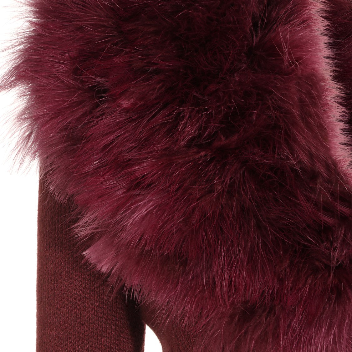 Blumarine Burgundy Fur Collar Knit Sweater