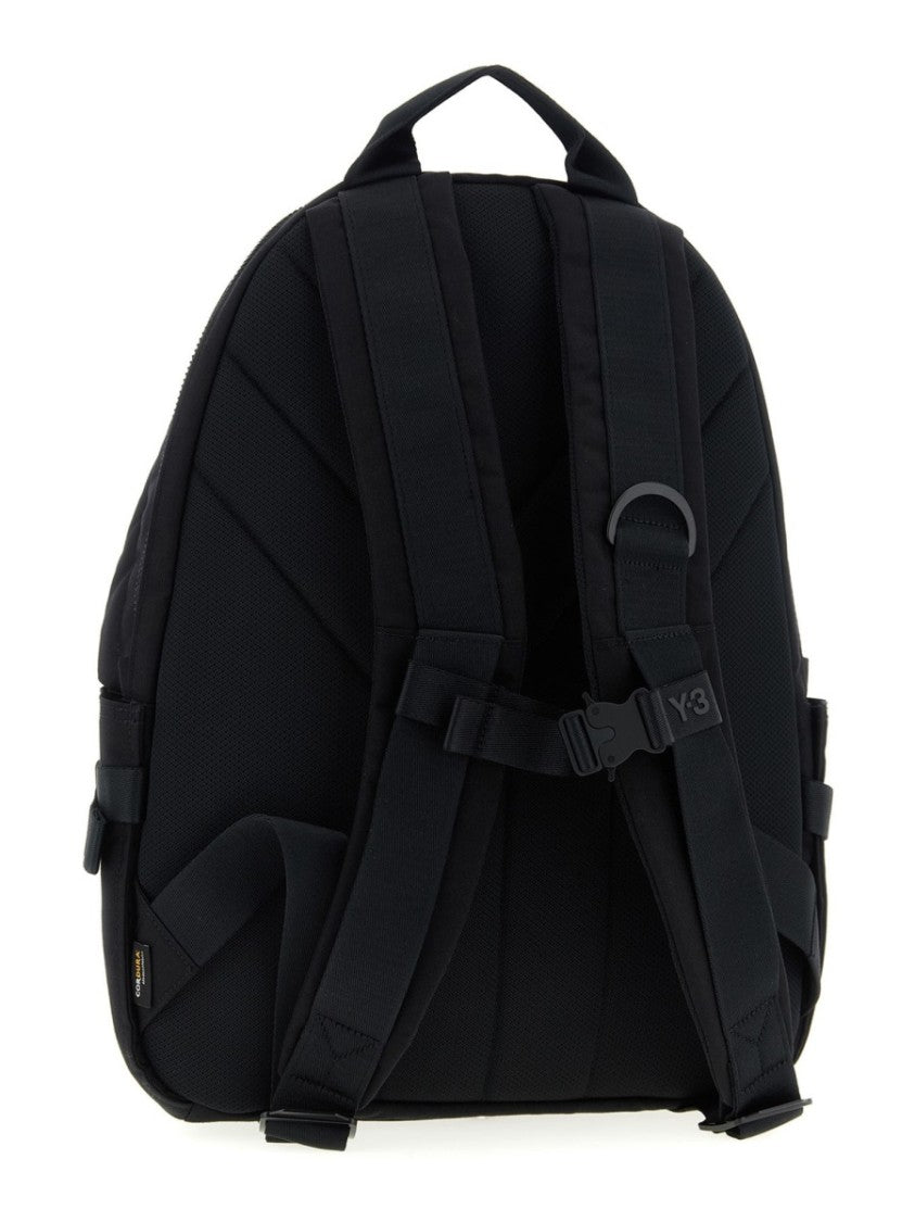Y-3 Logo Embossed Black Polyamide Backpack