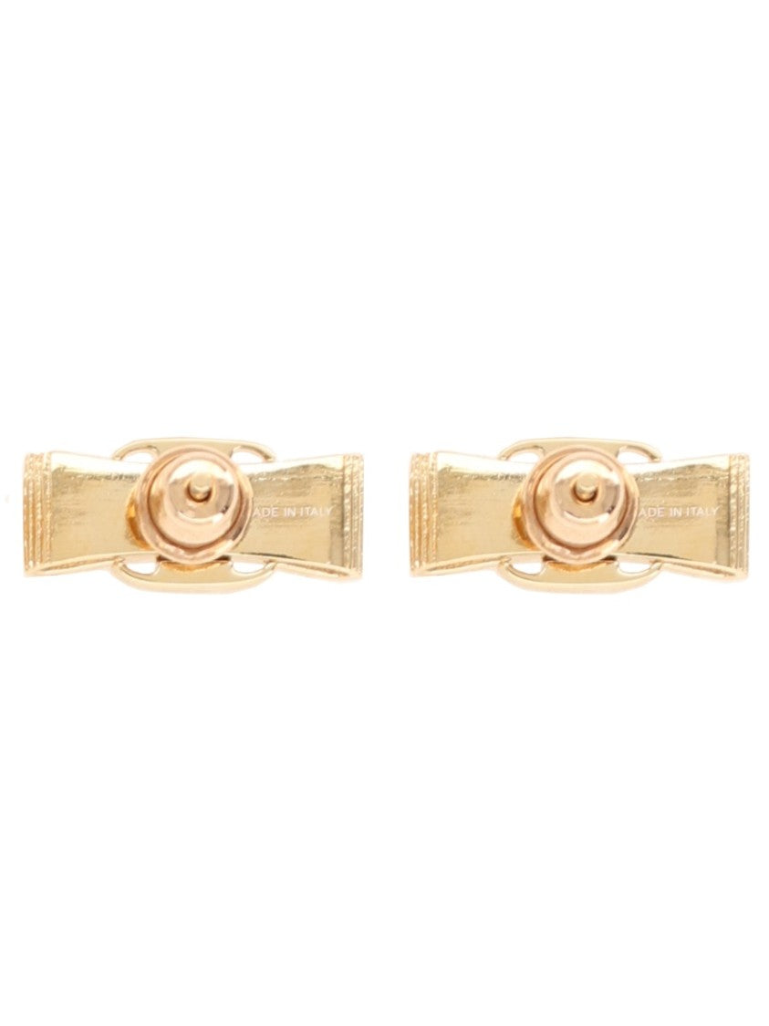 Ferragamo Gold Vara Bow Polished Brass Earrings