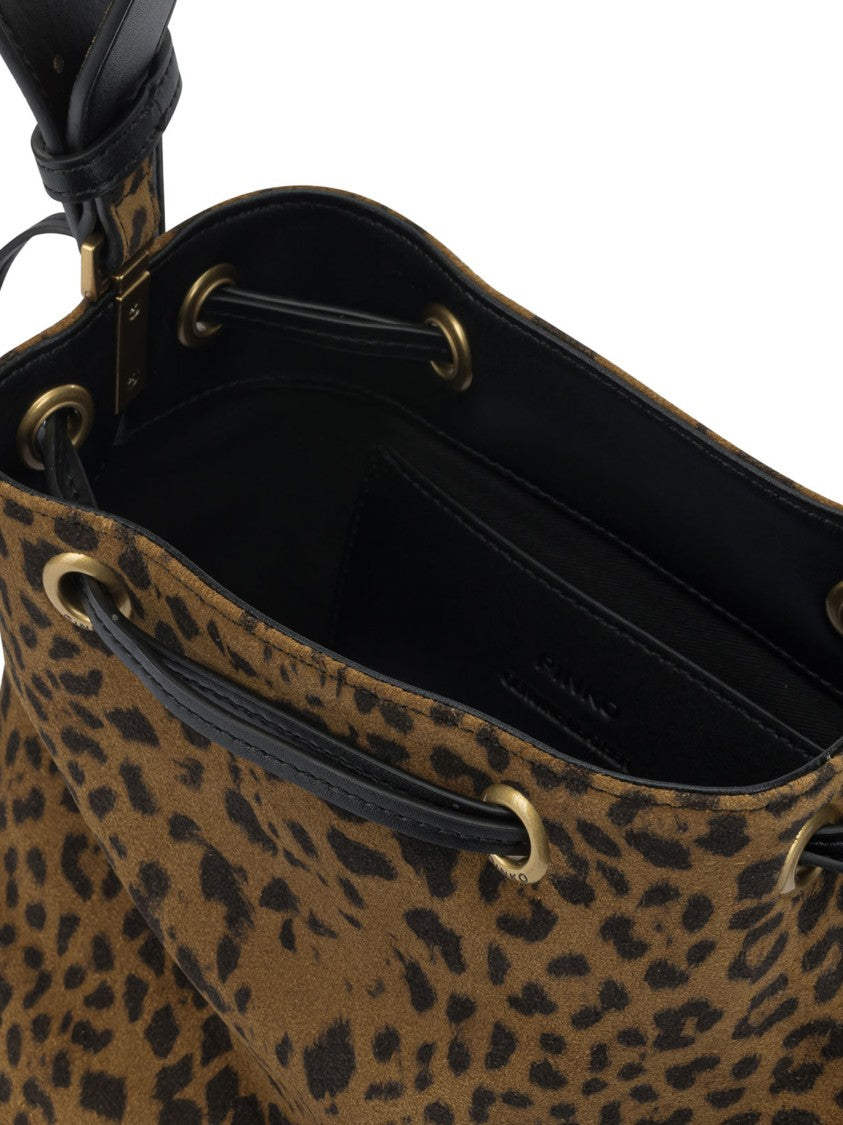 Pinko Brown Leather Crossbody Bag