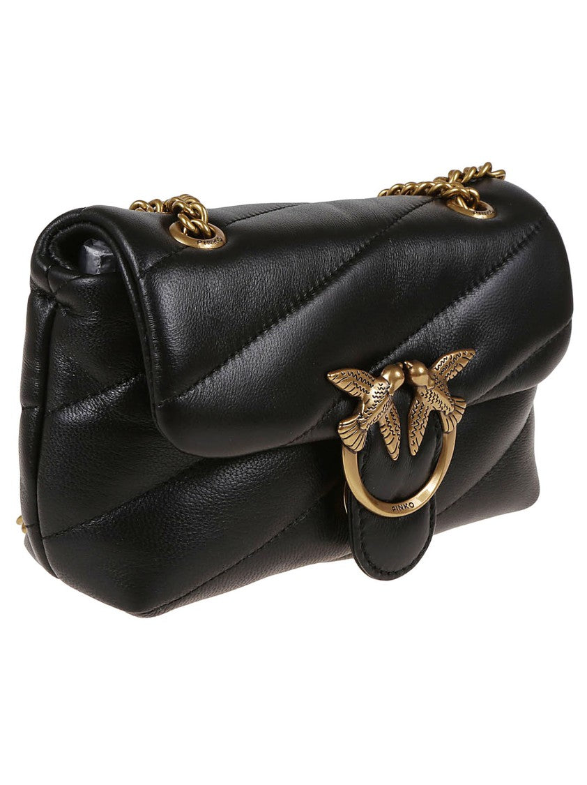 Pinko Black Quilted Leather Shoulder Bag
