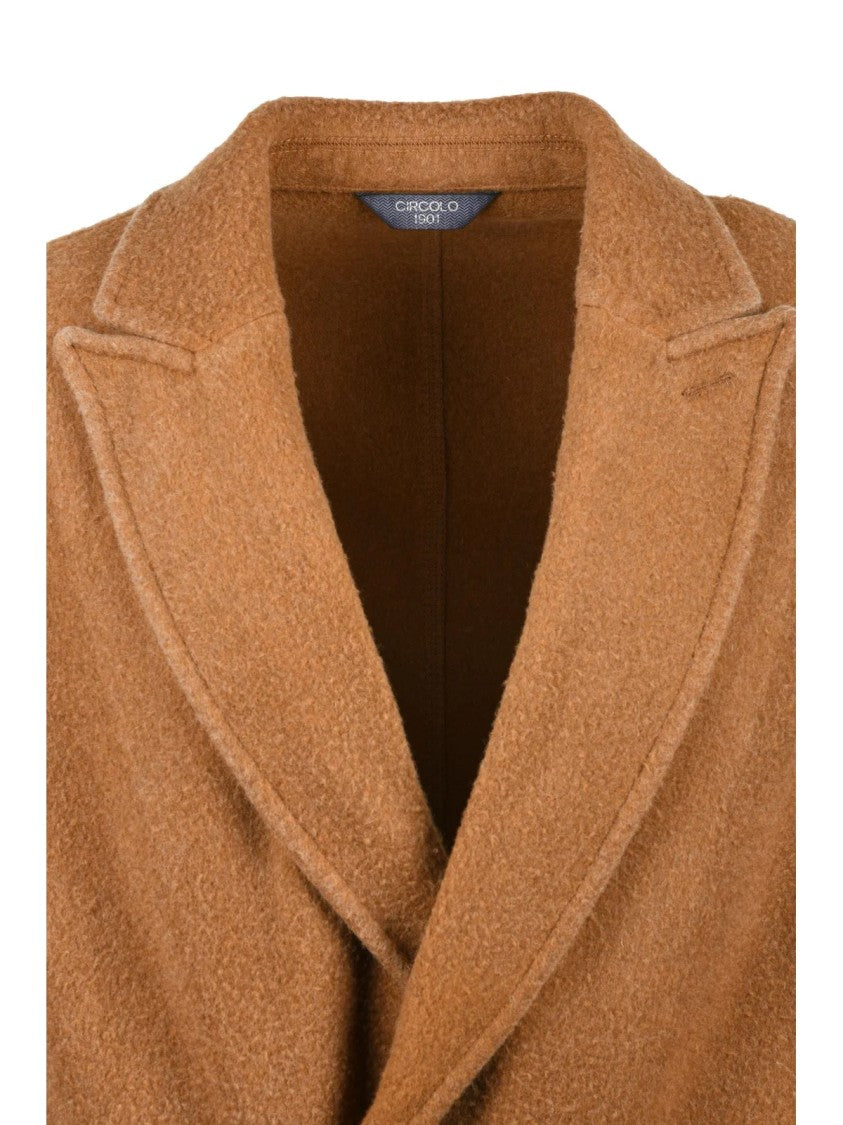 Circolo 1901 Double-Breasted Blazer In Warm Caramel Wool Blend