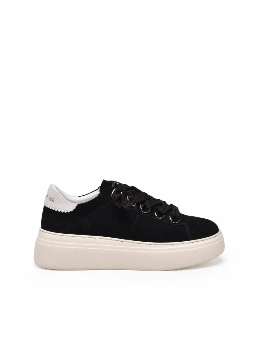 Emanuélle Vee Black Low-Top Suede Sneakers