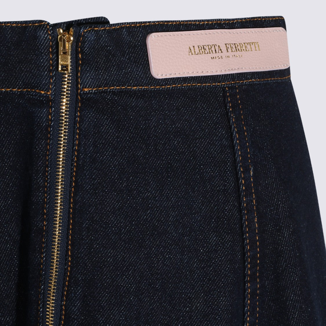 Alberta Ferretti Flared Denim Skirt With Vertical Seam Detailing