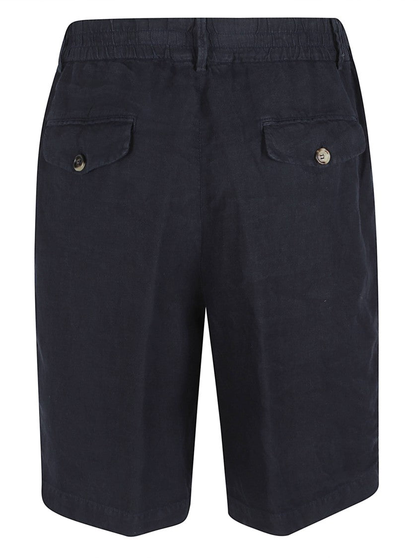 Brunello Cucinelli Tailored Black Linen Shorts With Flap Pockets