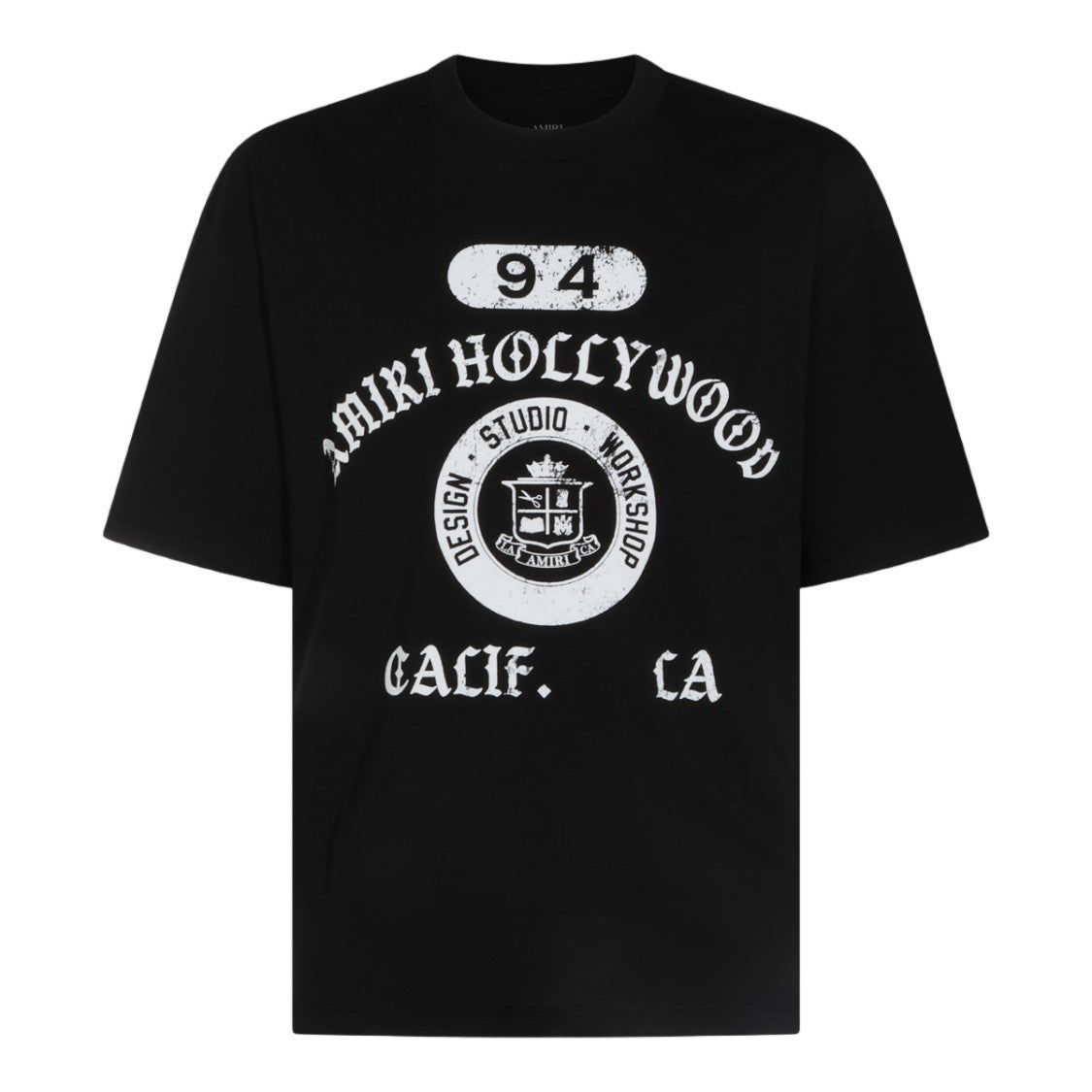 Amiri Black Graphic Print T-Shirt With Circular Emblem Design