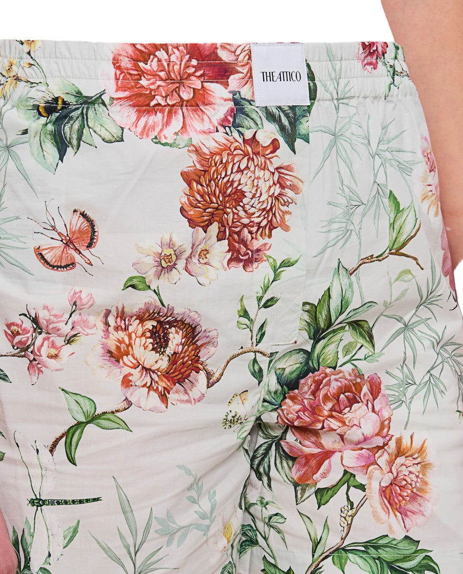 The Attico Ivory Floral Print Short Trousers