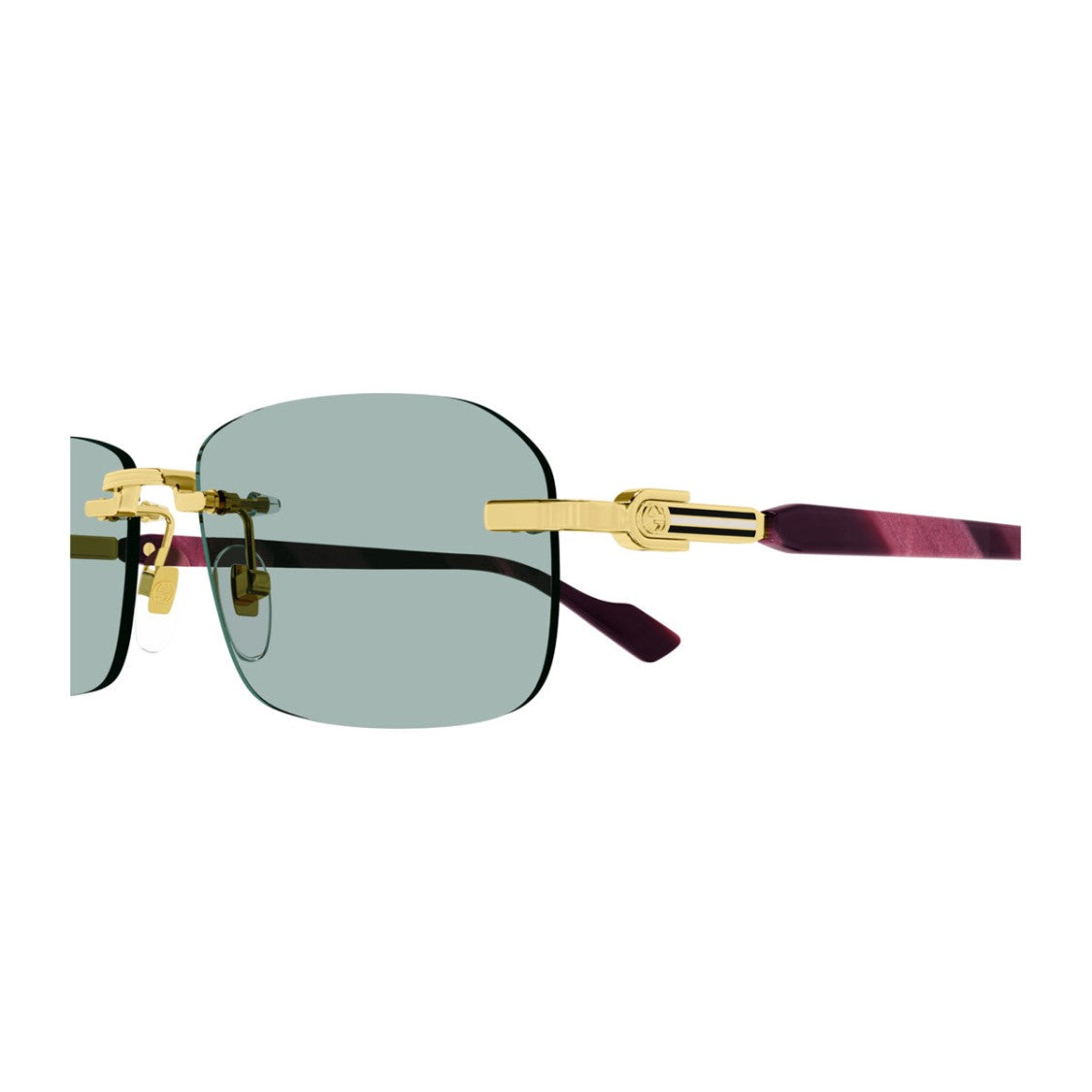 Gucci Gold Burgundy Linea Sign Gg1221s Rimless Rectangular Sunglasses
