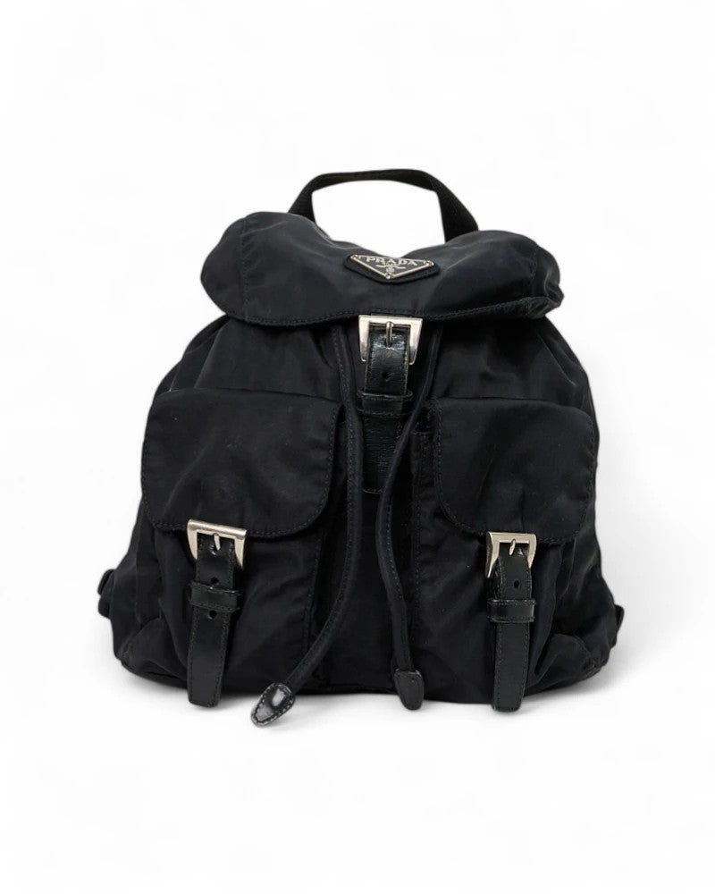 Prada Small Nylon Backpack In Black