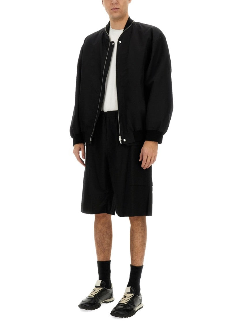 Jil Sander Oversized Cotton Bomber Jacket With Ribbed Cuffs